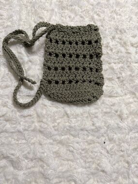 Handmade Crocheted cell phone Bag in Olive Green 4.5x5 NEW made by me!